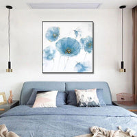 Hand Painted Abstract HandPainted Impression Simple Blue Flower Oil Painting Canvass