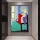 Hand Painted Oil Painting Picasso The Woman Sitting by the Window Abstract Painting Decorative Home