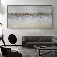 Hand Painted Original Abstract Art Grey Gold Foil Oil Painting Canvas