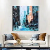 Oil Painting Hand Painted City Building Abstract Canvas Paintings Modern Wall Art Birthday Wedding ifts Room Decoration