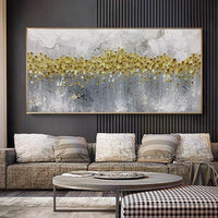 Hand Painted Abstract Wall Art Yellow White Minimalist Modern On Canvas Decorative