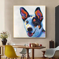 Hand Painted Abstract Dog Cartoon Animal Oil Painting On Canvas Modern