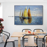 Modern Colorful Sailboat Sea Scenery For Home Wall Decoration Hand Painted Abstract Hanging For Room