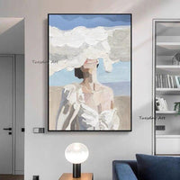 On Canvas Hand Painted Abstract Fashion Figure Abstract Oil Painting Hallway Hotel As