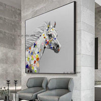 Hand Painted Abstract Wall Art Horse Minimalist Decorative Modern On Canvas