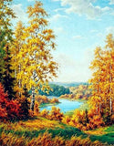 DIY 5D Diamond Painting Full Round Diamond Mosaic Landscape Diamond Autumn Scenery