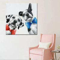 Lovely Dog Hand Painted Cartoon Cute Animal Oil Painting Kids Room Decorative Item Canvas For Home