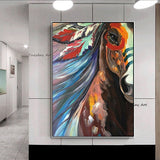 Hand Painted Oil Painting on Canvas Mural Animal Modern Fashion Horse Decors Bedroom