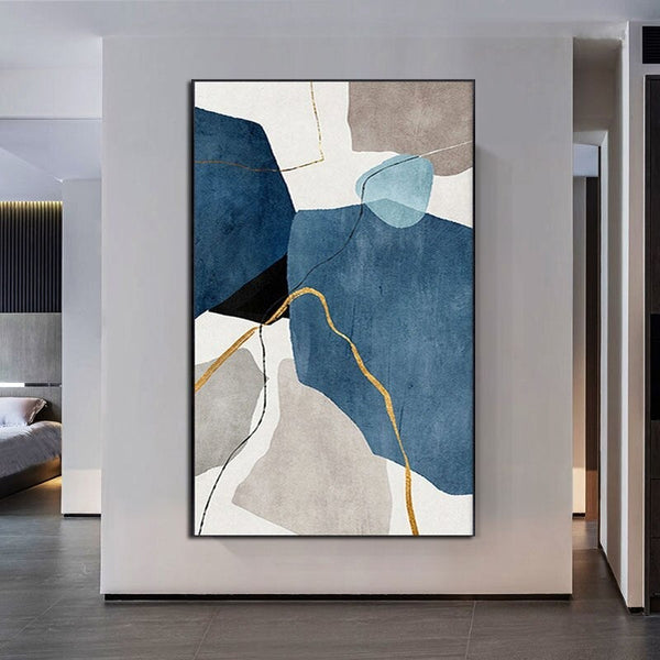 Hand Painted Art Oil Painting Color Block Line Abstract Canvas Art For Modern Homes