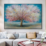 Hand Painted Abstract Pink Trees Oil Painting On Canvas Beautiful Plant Painting For (hand painted)