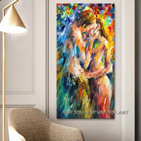 Hand Painted Abstract colorful Girl on Canvas Scandinavian Picturse