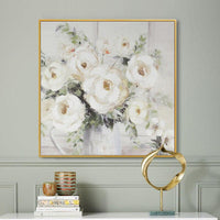 Hand Painted Abstract White Flower Canvas Painting Modern Luxury Huge