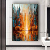 Hand Painted Abstract Building Oil Painting On Canvas Mural Modern Office Bar Home Salon Painting