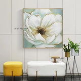 White Flower Painting Decor Hand Painted Oil Painting Canvas Abstract Flower For Home Wall Decor