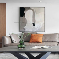 Art Light Luxury Pure Hand Black White And Gray Abstract Painting Dedroom Independent Spacedecorative