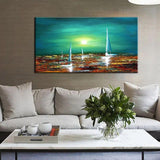 Hand Painted Seascape Abstract Oil Painting Scandinavian Canvas Painting