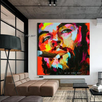 Hand Painted Abstract Francoise Nielly Style Style Portrait Palette Knife Face Painting Figure On Canvas