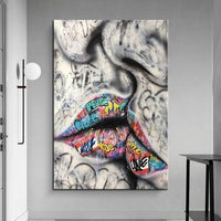 Hand Painted Oil Paintings Modern Street Art Kiss Abstracts Room Decoration