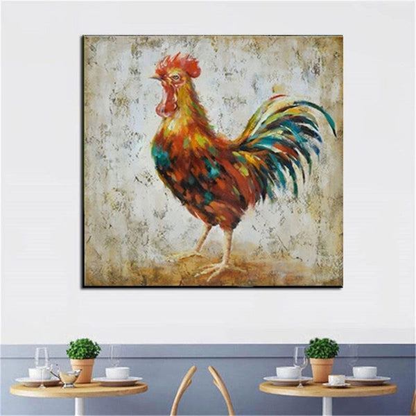 Hand Painted Cock Animals Oil Painting On Canvas Abstract Poster Modern Pop Art
