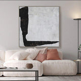 Textured Simple Black White Oil Painting Hand Painted Wall Art Canvas Painting Modernative