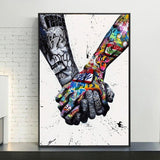 Hand Painted Oil Painting Modern Street Art Handshake Abstracts Room