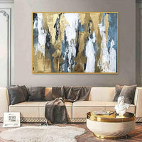 Hand Painted Oil Painting Gold Foil Landscape Abstract Wall Canvas Modern Canvas Artwork Room Decor