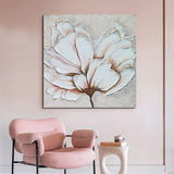 Hand Painted Oil Painting Classic Simple White Flower Abstract Canvas Paintings Moderns