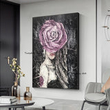 Hand Painted Oil Painting People Flower Abstract Knife Wall Art on Canvas Hand Painted Paintings