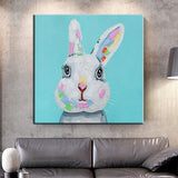 Hand Painted Oil Paintings On Canvas Cute Rabbit Wall Art Canvas Canvas Children's Room Decoration NO Frame