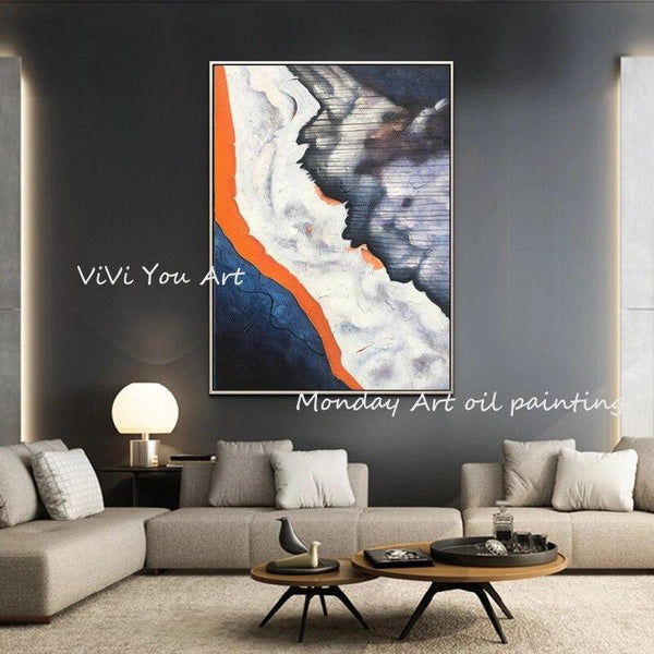 Artist Hand Painted Abstract Oil Painting on Canvas Hand Painted Light Colors for bedroom wall decoration