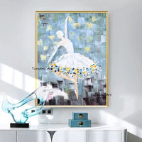 Hand Painted Oil Painting Ballet Dancing Girl On Canvas Abstract Figure