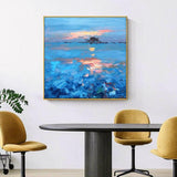 Hand Painted Seascape Sunrise Oil Painting Custom Canvas Wall Painting Hanging Painting Hand Painted