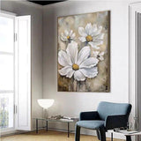 Hand Painted Retro Oil Painting Classic Flower Abstract Wall Canvas Modern Artwork Room Decor