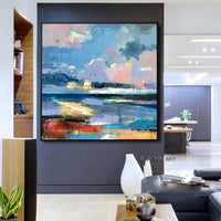 Hand Painted Abstract Seaview Art On Canvas Wall Art Wall Adornment Painting