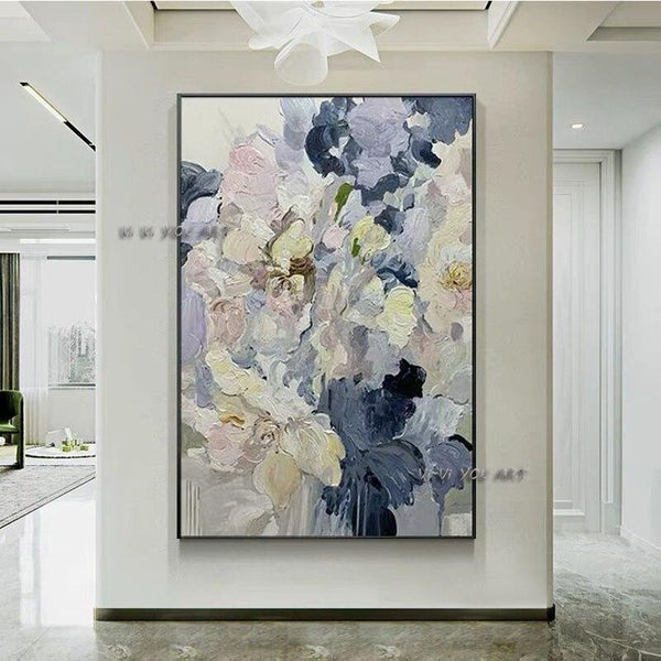 Hand Painted Abstract Colorful Flowers Minimalist Modern On Canvas Decorative For Living