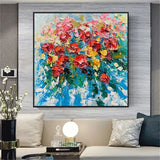 Hand Painted Oil Paintings Knife Flowers Roses Retro Art Abstract Canvas Painting Bedroom