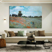 Hand Painted Claude Monet Impression Poppies Abstract Oil Painting Arts