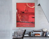 Abstract Red Canvas Hand Painted Oil Painting Modernative Scandinavian