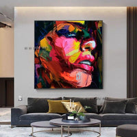 Hand Painted Knife Canvas Abstract Artwork Woman Face Wall Art Canvas