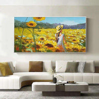 Abstract Golden Sunflower Hand Painted Oil Painting On Canvas Thick Palette Knife Painting Wall Art For Home Decoration