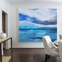 Hand-Painted Hand Painted Oil Painting Modern Simple Blue Landscape Abstracts Home