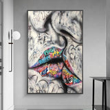 Hand Painted Oil Paintings Modern Street Art Kiss Abstracts Room Decoration