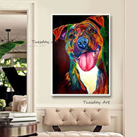 Oil Painting Hand Painted Graffitti Street Art Canvas Animal Colorful Dog Pop Cartoon Painting