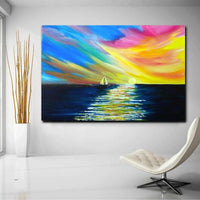 Oil Painting Abstract Knife 3D Wave Wall Art Hand Painted Seascape on Canvas Hand Painted Floral Paintings