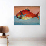 Hand Painted Oil Painting Aisle Porch Decorative Modern Minimalist Red Sea Fish Abstract Paintingss