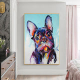 Modern Dog Oil Painting Hand Painted Cute Animal Canvas Bulldog