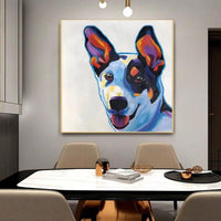 Hand Painted Abstract Dog Cartoon Animal Oil Painting On Canvas Modern