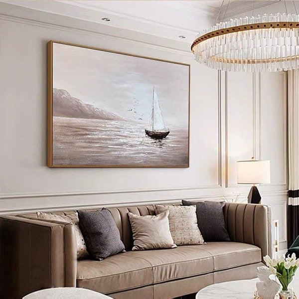 Hand-Painted Oil Painting Gallery Canvas Wall Decor Art Seascape Sails Abstracts Decorative Canvas Painting
