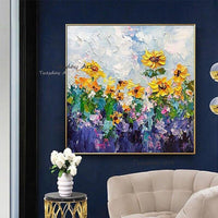 Hand Painted Oil Painting On Canvas Modern Texture Flower Abstract Wall Decoration Wall Art Oil Canvas Paintings