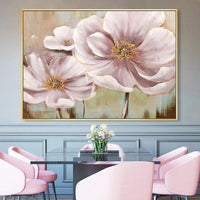 Design Pure Hand Painted Pink Flower on Canvas Wall Art Piece Paintings wall Artwork